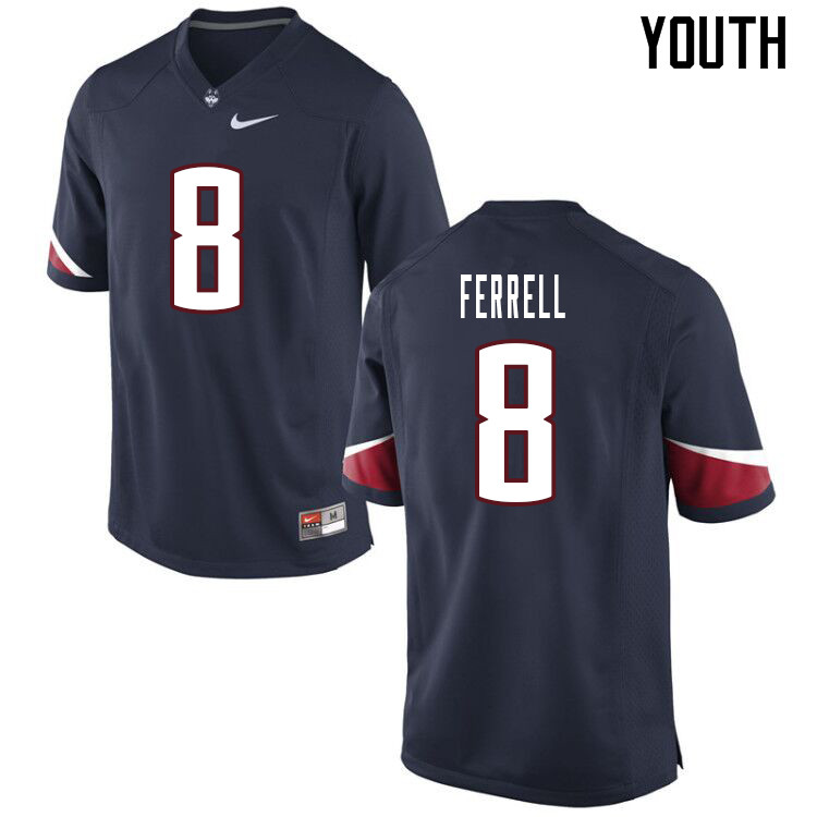 Youth #8 Jalon Ferrell Uconn Huskies College Football Jerseys Sale-Navy
